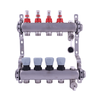 DELTA szelepes osztó-gyűjtő, inox, 8 körös, áramlásmérővel, Eurokón., 1x3/4 - gepesz.hu